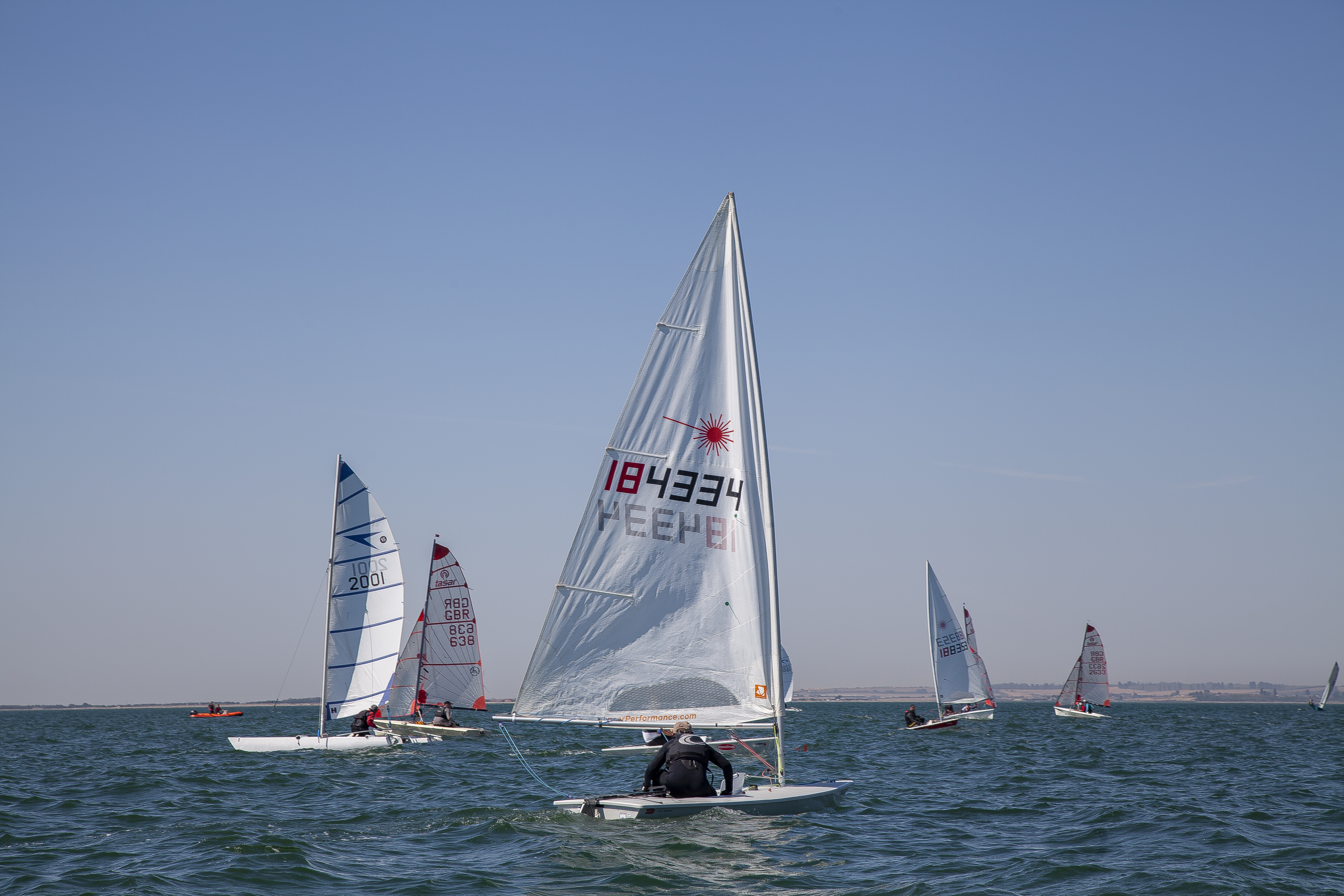 wide shot of a dinghy race